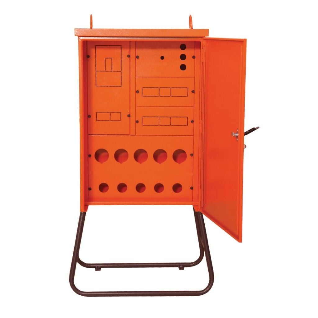 60x70x35 cm Harici Ayaklı Etanj Şantiye Panosu 1 Tri. Sayaç + 5 Tri. + 5 Mon. Priz Çıkışlı + Sigorta + Pako + Kompakt Yeri Mevcut