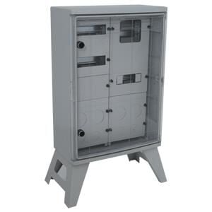 50x70x24,5cm Şeffaf Kapaklı ABS Şantiye Panosu, 1Trifaze Sayaç,8Ad. Priz,16 Ad. Sigorta