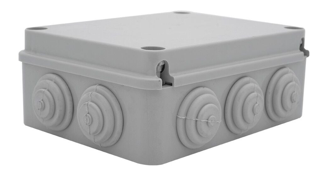 190x145x80 mm Tıpalı Kare ABS Sıva Üstü Rekor Yüzeyli Opak Buat, IP65 H.Free