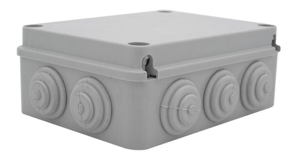 190x145x80 mm Tıpalı Kare ABS Sıva Üstü Rekor Yüzeyli Opak Buat, IP65 H.Free