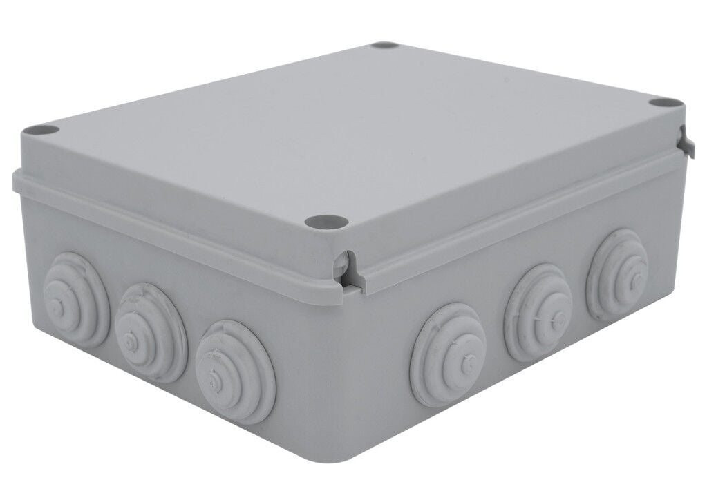 250x200x90 mm Tıpalı Kare ABS Sıva Üstü Rekor Yüzeyli Opak Buat, IP65 H.Free