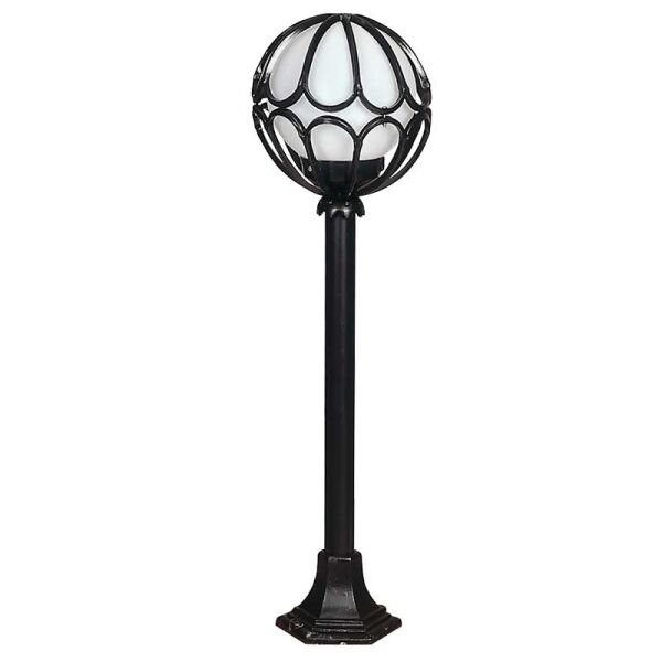 20lik Camlı Lale Meridyen Metal Çim Direkli Park Bahçe Armatür 23x95cm