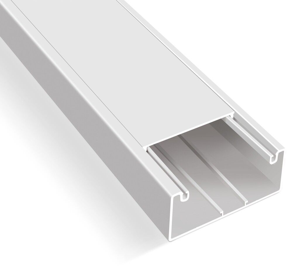 Mutlusan 100x50 mm İçten Kapaklı Beyaz Kablo Kanalı, 2 metre