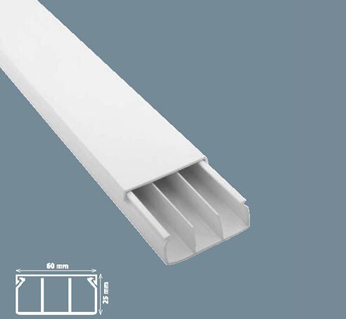 Mutlusan 60x25 mm Bölmeli Beyaz Kablo Kanalı, 40 Metre Paket