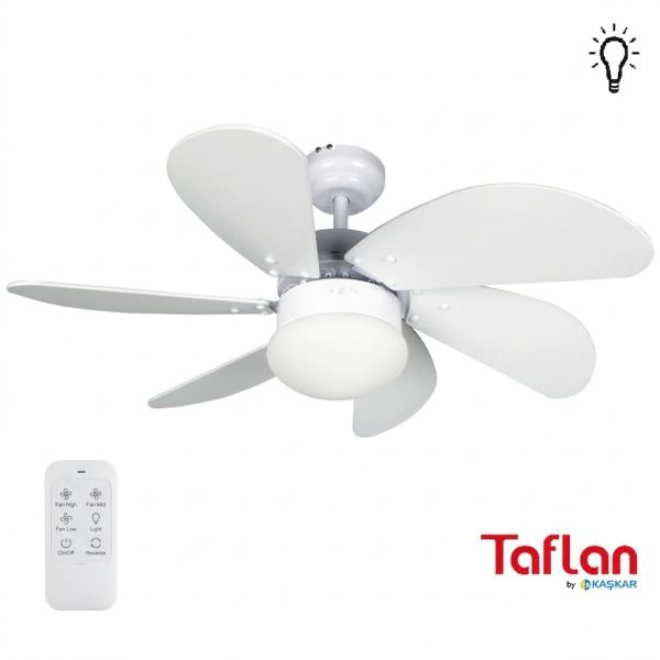 Kaşkar-Taflan L36009 RC Beyaz Aydınlatmalı Uzaktan Kumandalı Tavan Vantilatörü