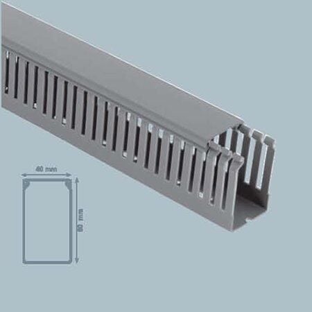 Mutlusan 40x80 mm Delikli Gri Pano Kanalı, 18 Metre Paket