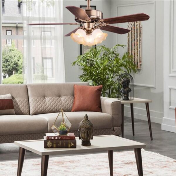 Fancium DKF-501 42'' 5 Kanatlı Aydınlatmalı Tavan Vantilatörü Kahverengi