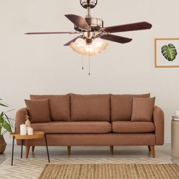 Fancium DKF-501 42'' 5 Kanatlı Aydınlatmalı Tavan Vantilatörü Kahverengi