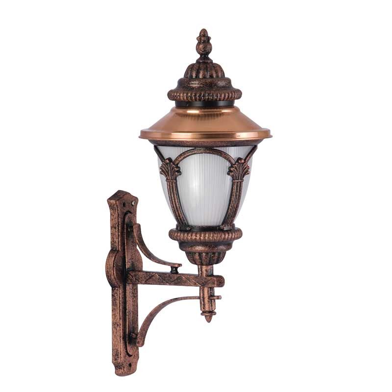 Alüminyum Bakır Sıvamalı Polikarbon Cam Süslü Park Bahçe Fener 42x60cm