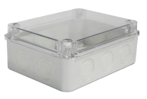 250x200x90 mm Kırma Yüzeyli Şeffaf Kare Sıva Üstü ABS Opak Buat, Ip67 H.Free