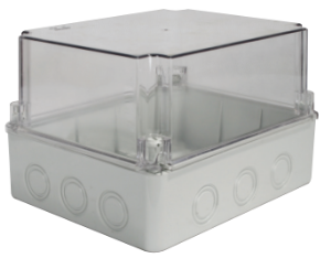 250x200x160 mm Kırma Yüzeyli Derin Şeffaf Kare Sıva Üstü ABS Opak Buat, Ip67 H.Free