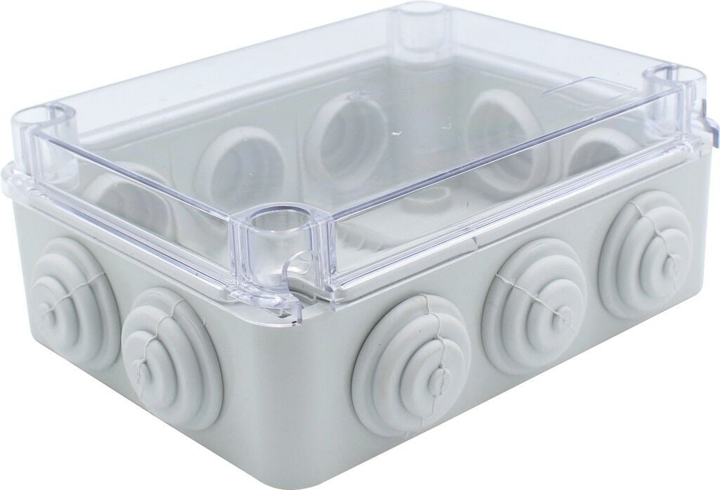 190x145x80 mm Rekor Yüzeyli Şeffaf Kare Sıva Üstü ABS Opak Buat, Ip67 H.Free