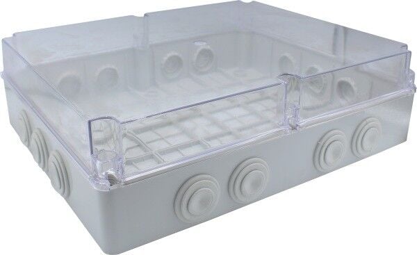 400x480x140 mm Rekor Yüzeyli Şeffaf Kare Sıva Üstü ABS Opak Buat, Ip67 H.Free